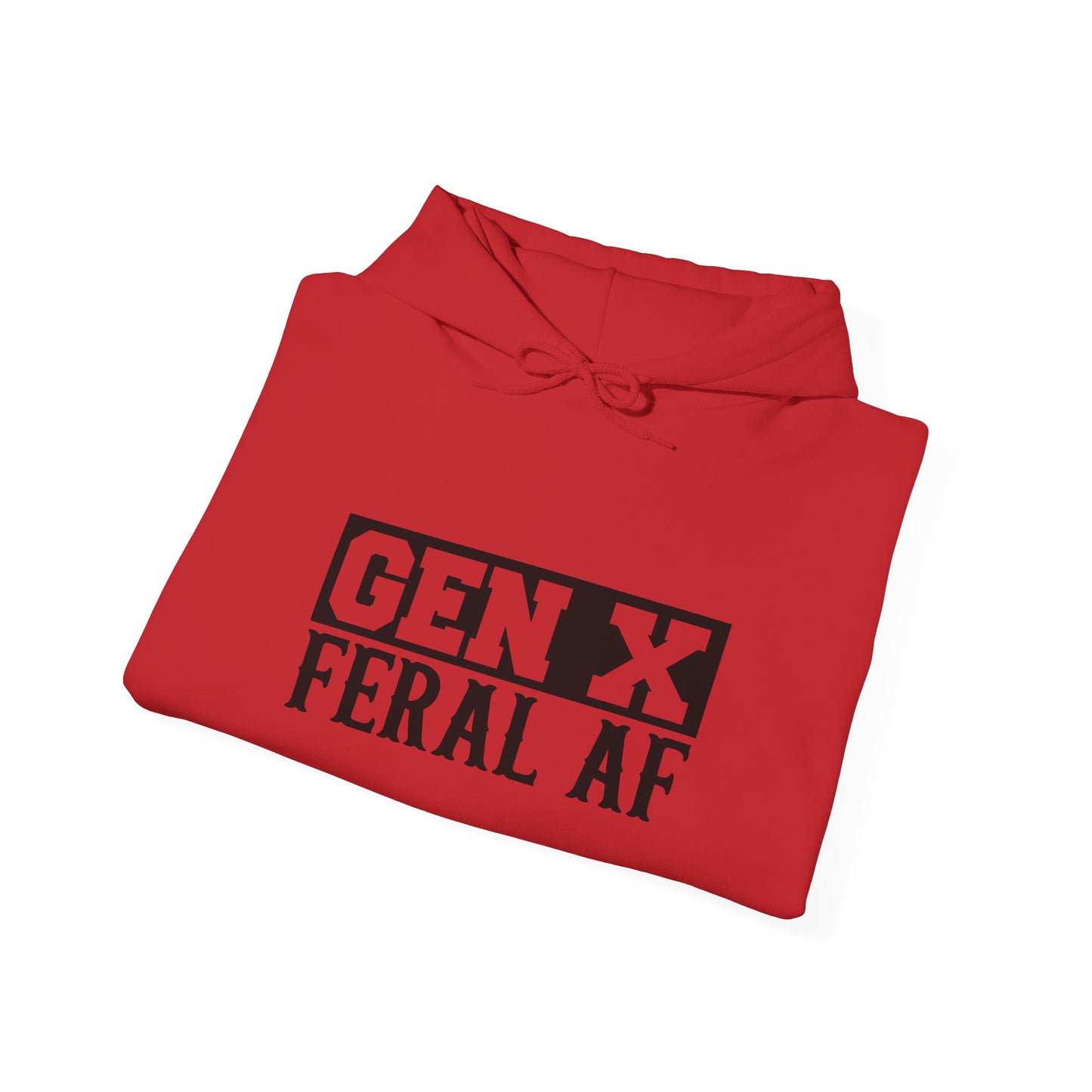 Gen X Feral AF Hoodie — Retro Stencil Graphic Sweatshirt