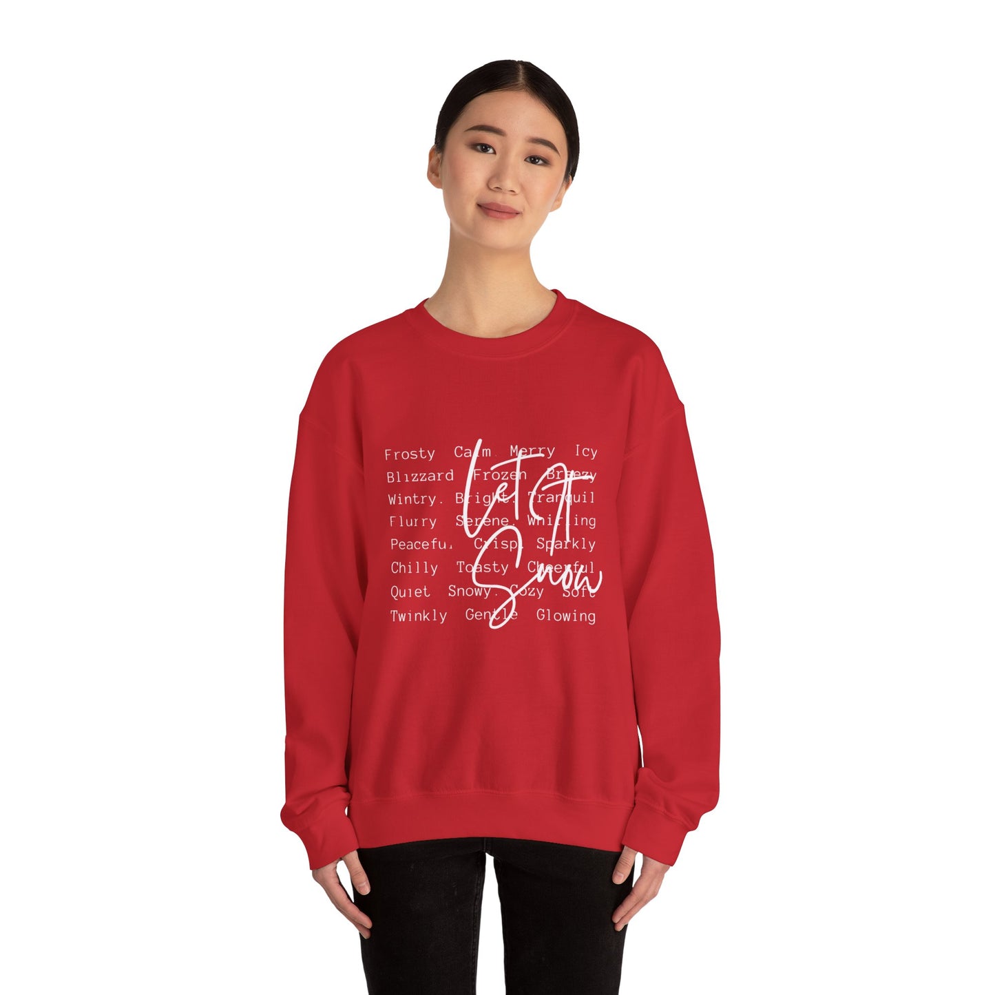 Crewneck Sweatshirt — Cozy Holiday Words “Oh Joy” Typography Design