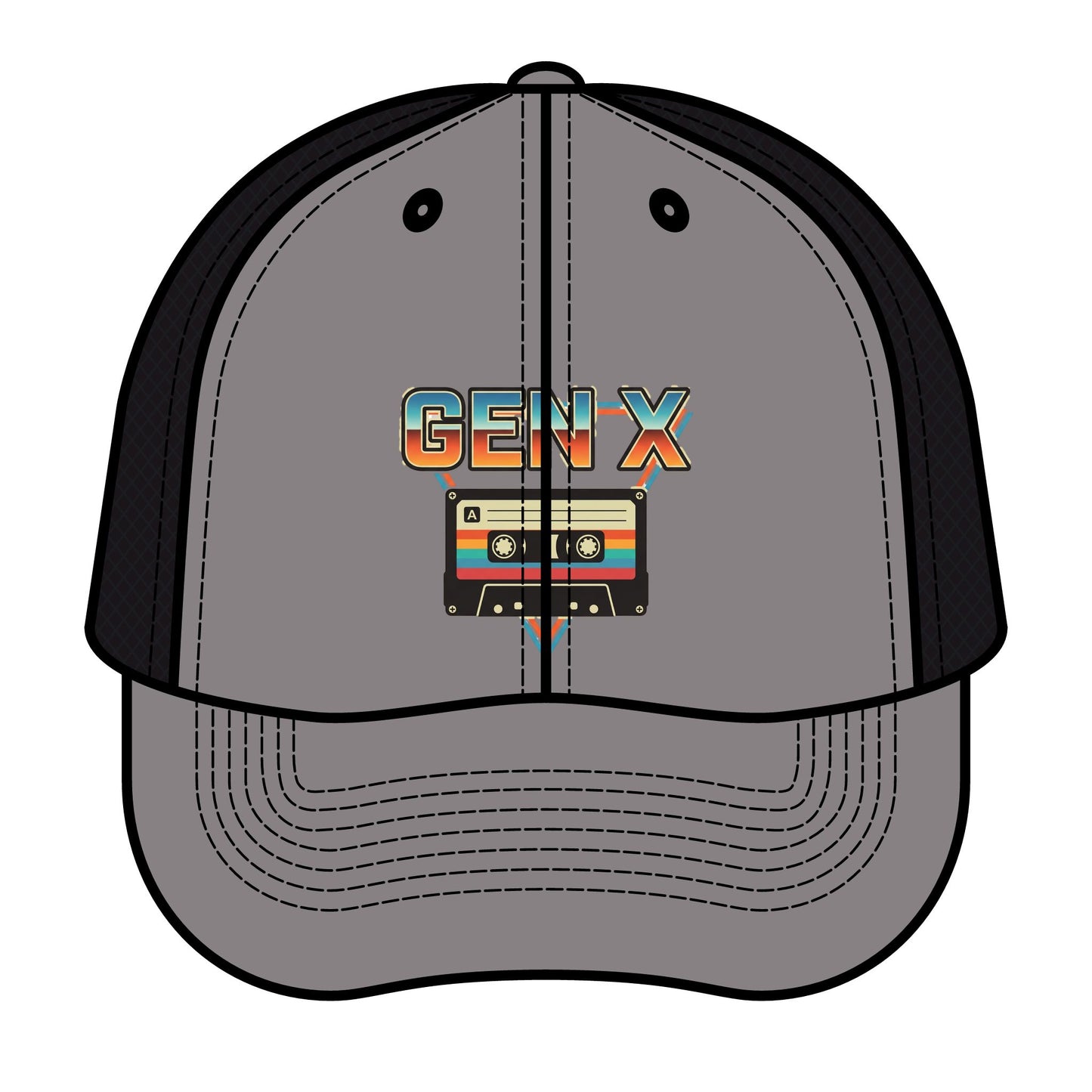 Retro Gen X Trucker Hat — Vintage Cassette Tape Design