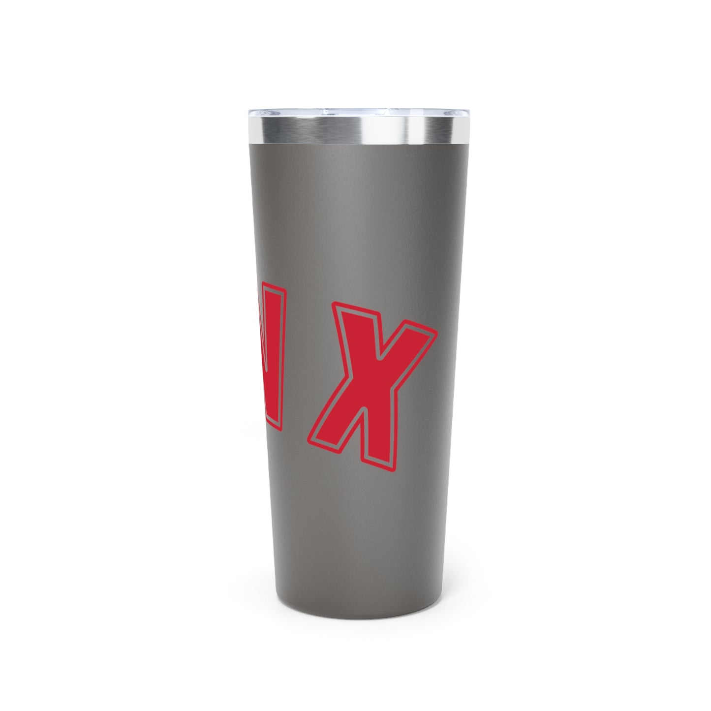 22oz Insulated Tumbler — Bold Red Lettering on Matte Black
