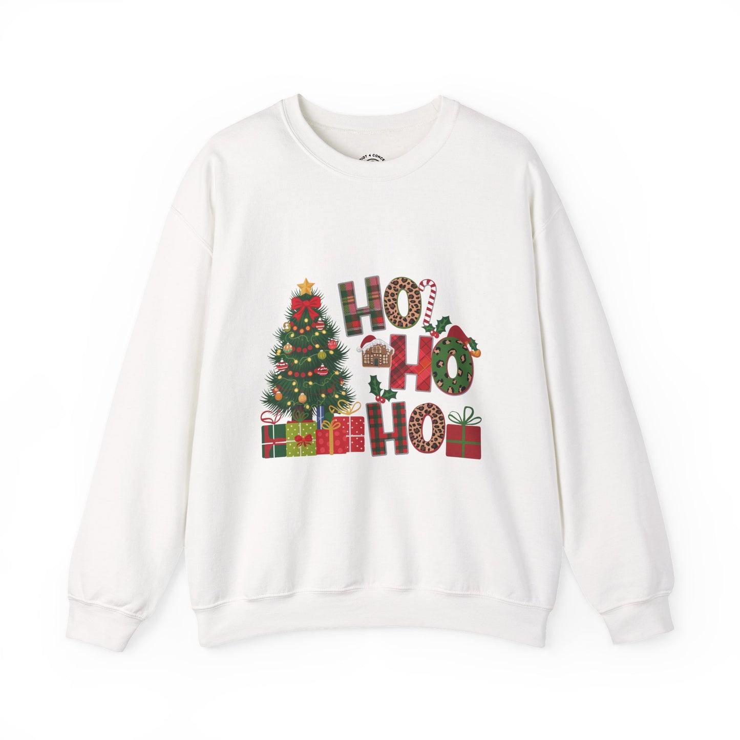 Ho Ho Ho Christmas Sweatshirt – Festive Tree & Gifts Holiday Crewneck