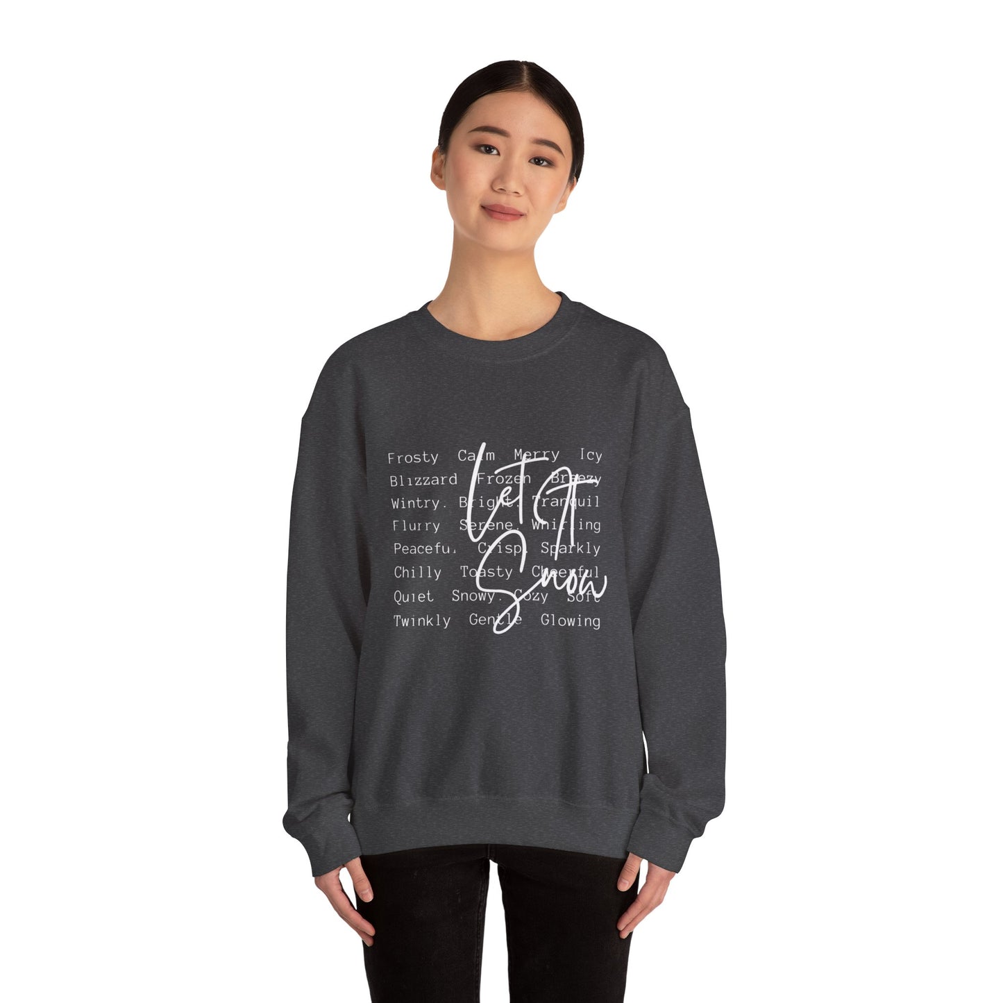 Crewneck Sweatshirt — Cozy Holiday Words “Oh Joy” Typography Design
