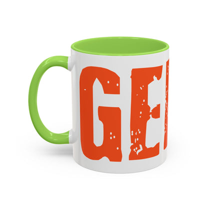 Mug — Bold Distressed Orange Text Coffee Cup (11oz/15oz)