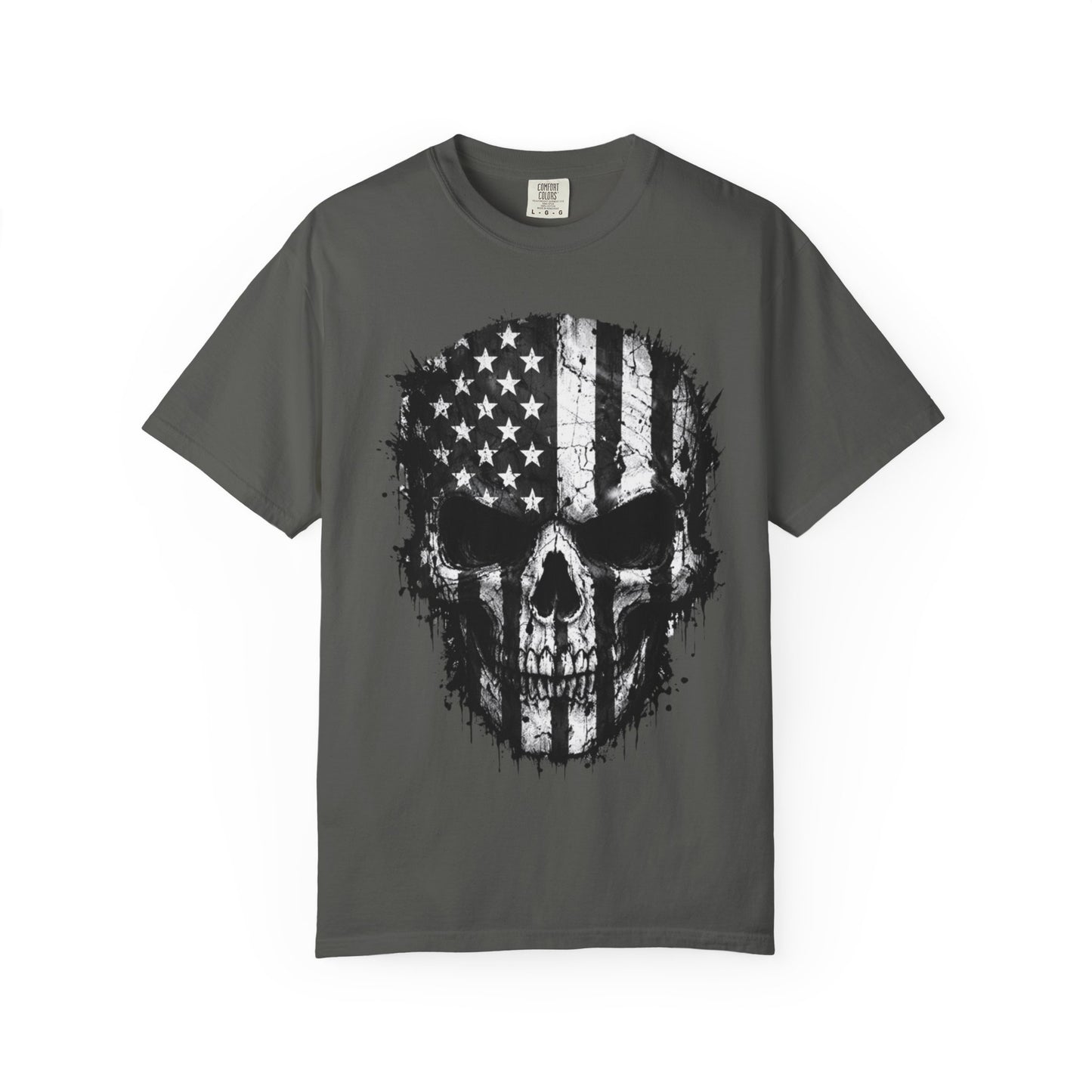 American Flag Skull T-Shirt — Distressed Patriotic Skull Tee