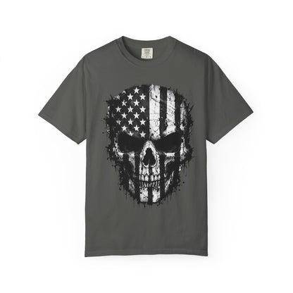 American Flag Skull T-Shirt — Distressed Patriotic Skull Tee