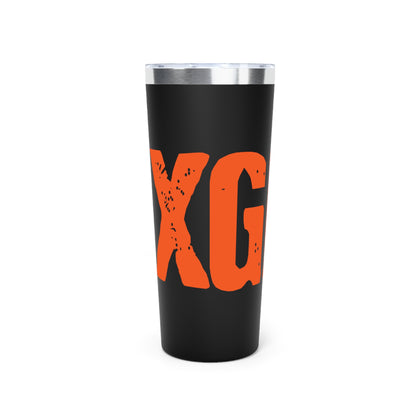Tumbler — Black 22oz Insulated Travel Cup with Bold Distressed Orange Text
