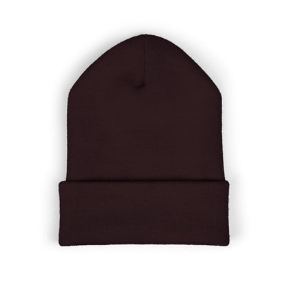 Embroidered Cross Cuffed Beanie — Minimal Faith Knit Hat