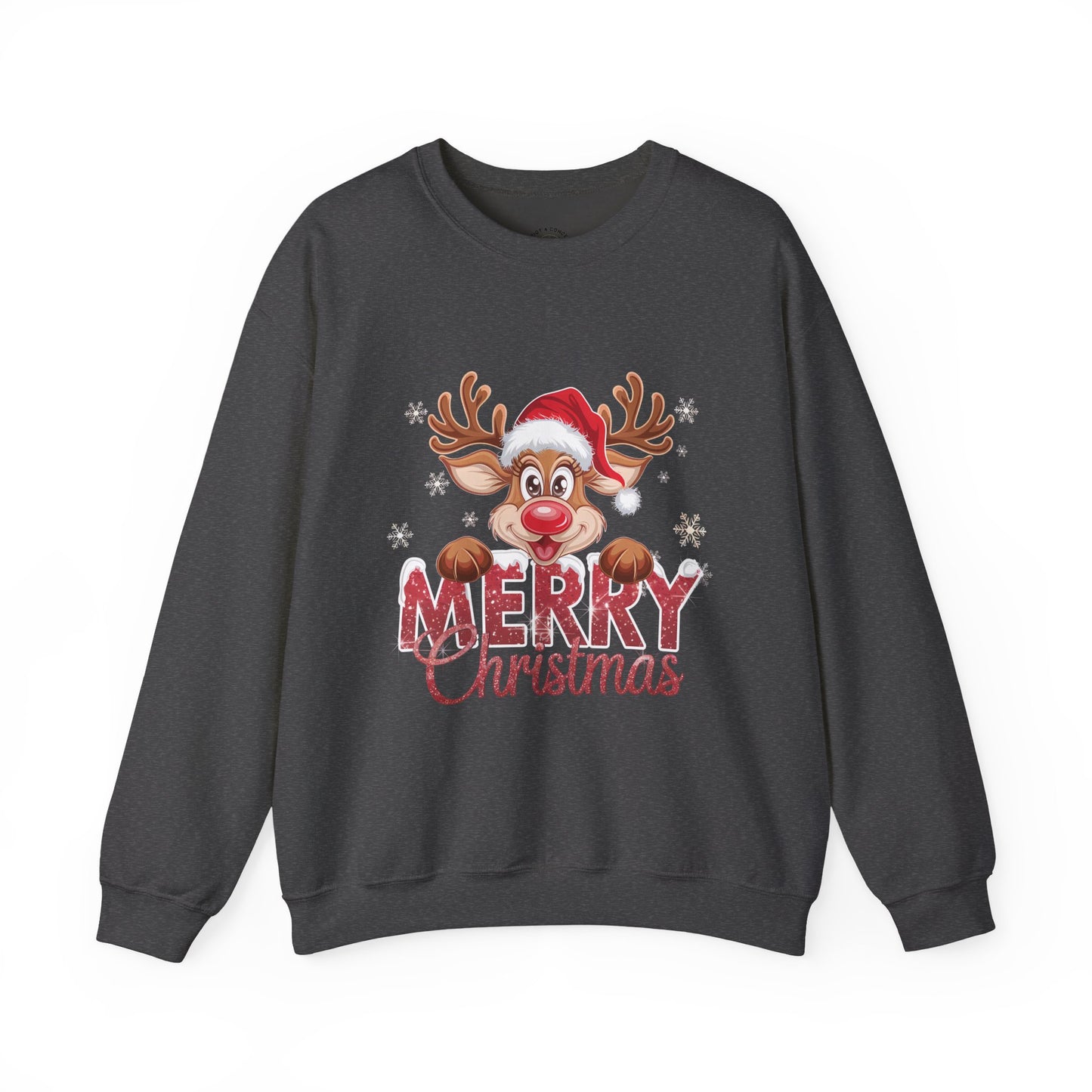 Christmas Reindeer Crewneck Sweatshirt — 'Merry Christmas' Holiday Pullover