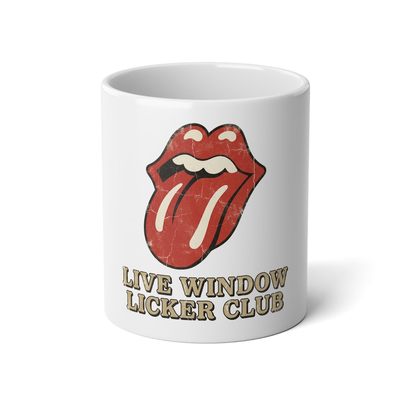 20oz Jumbo Mug — Vintage 'Live Window Licker Club' Tongue Graphic Coffee Cup