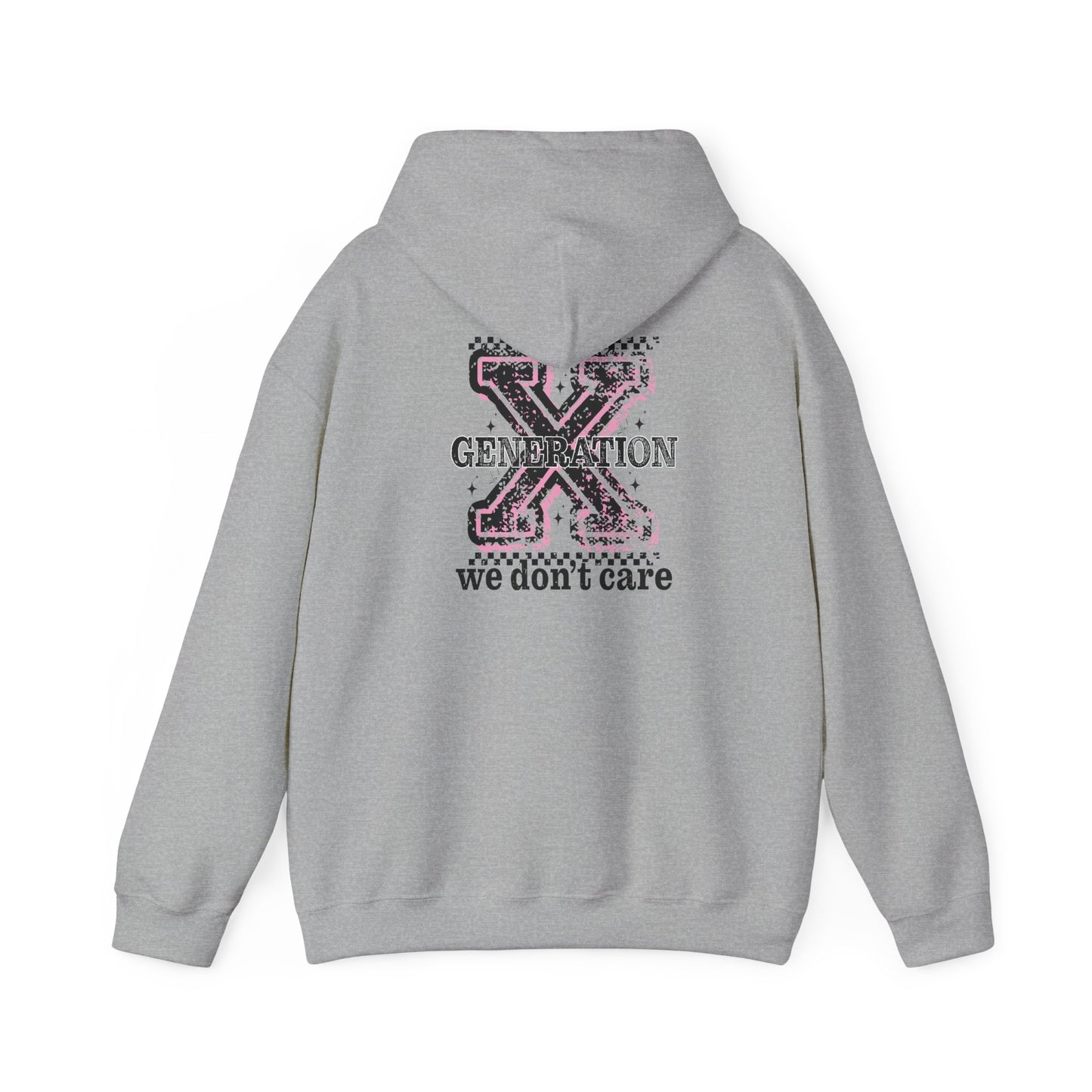 Generation X 'We Don't Care' Hoodie - Retro Grunge X Logo Sweatshirt
