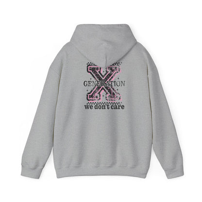 Generation X 'We Don't Care' Hoodie - Retro Grunge X Logo Sweatshirt