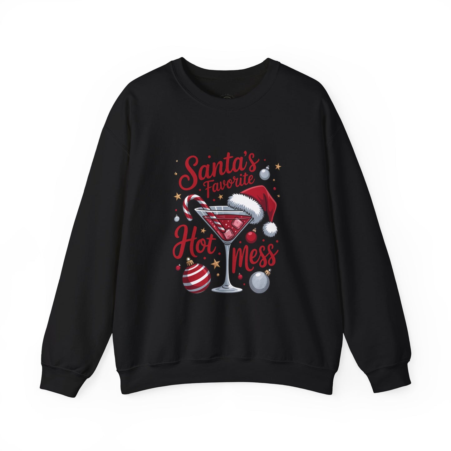 Crewneck Sweatshirt — "Santa's Favorite Hot Mess" Christmas Holiday Sweatshirt