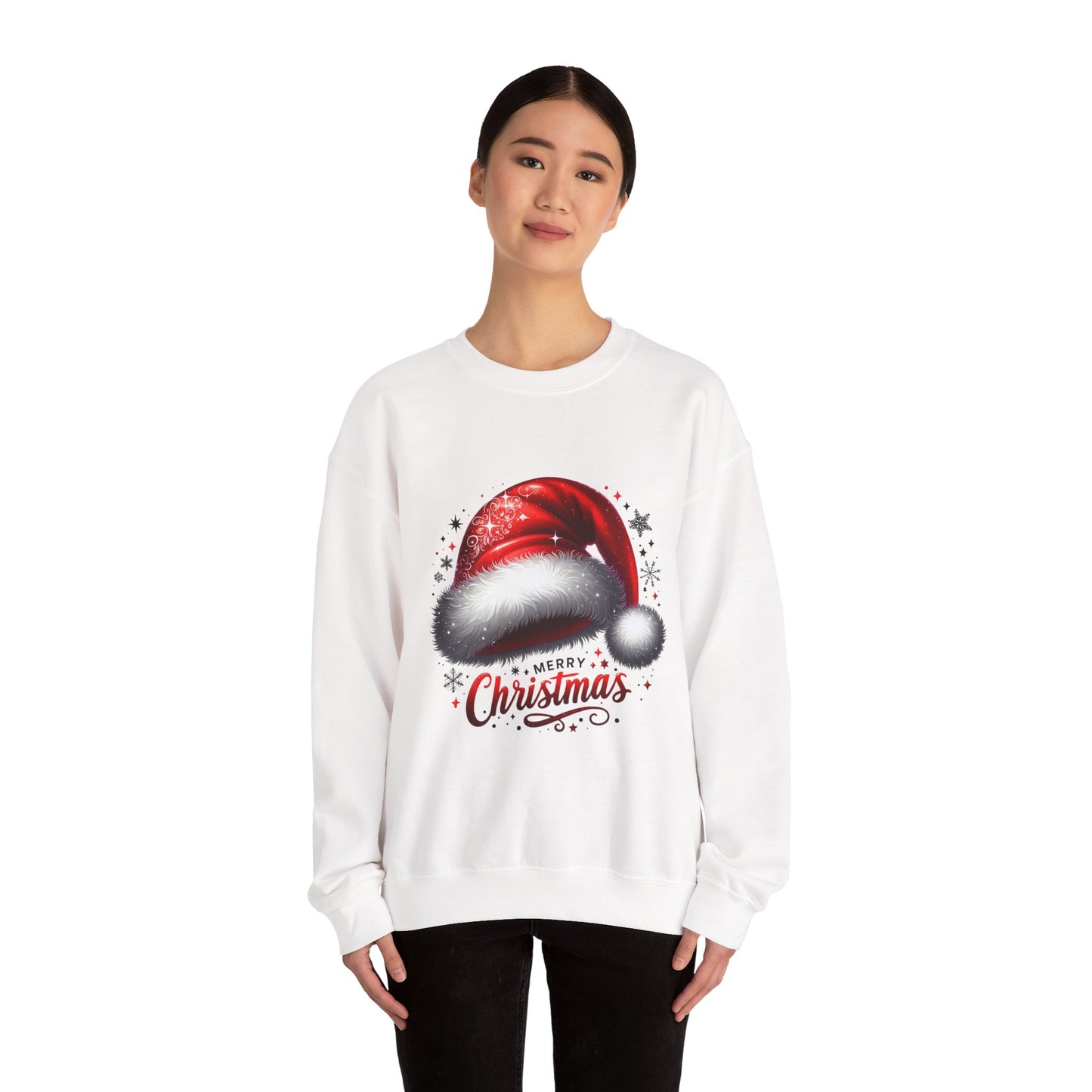 Christmas Sweatshirt - Red Santa Hat "Merry Christmas" Holiday Crewneck