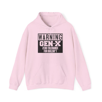 Gen-X Warning Hoodie — "Zero Tolerance for Bullsh*t" Vintage Style Sweatshirt