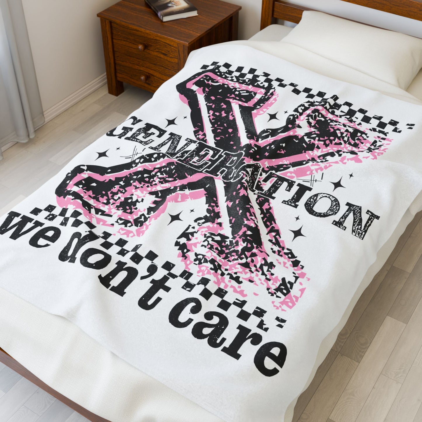 Generation X 'We Don’t Care' Velveteen Plush Blanket