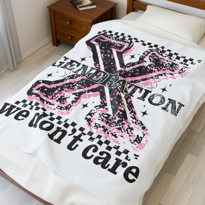 Generation X 'We Don’t Care' Velveteen Plush Blanket