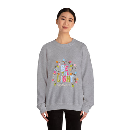 Be The Light Crewneck Sweatshirt — Colorful Inspirational Christian Sweatshirt (Matthew 5:14)