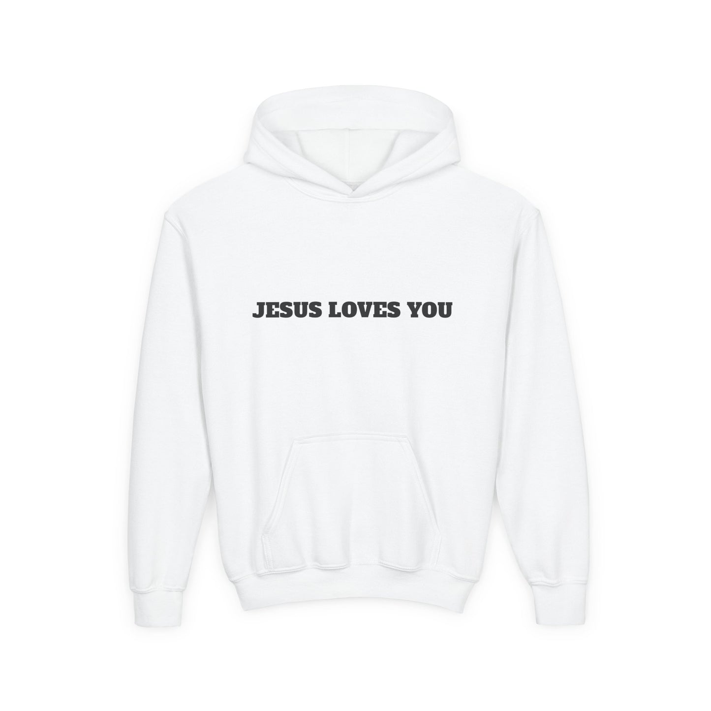 Youth Hoodie — "Jesus Loves You" Christian Scripture Sweatshirt (John 13:34)