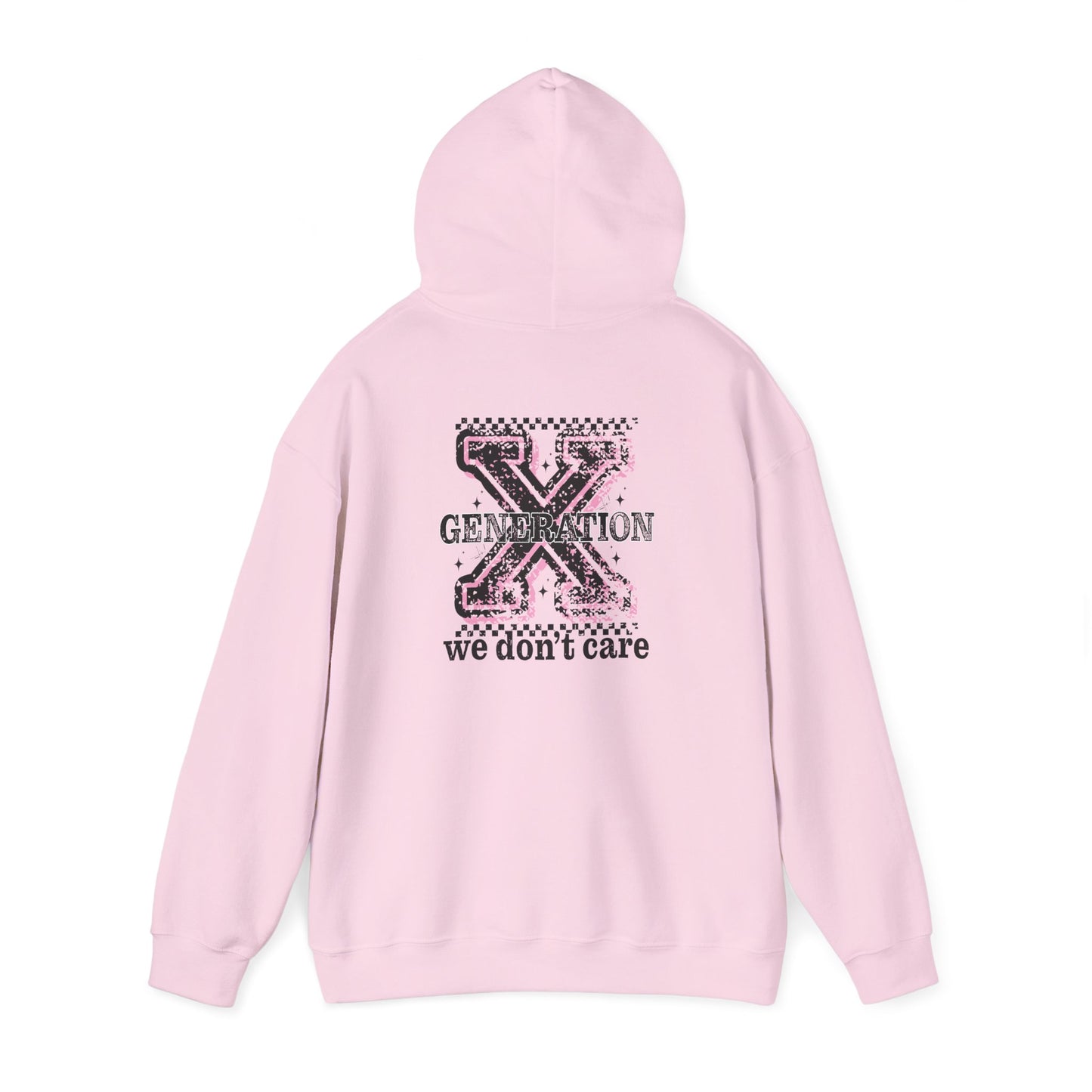 Generation X 'We Don't Care' Hoodie - Retro Grunge X Logo Sweatshirt