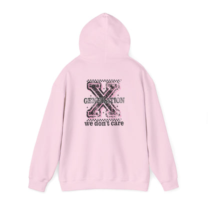 Generation X 'We Don't Care' Hoodie - Retro Grunge X Logo Sweatshirt