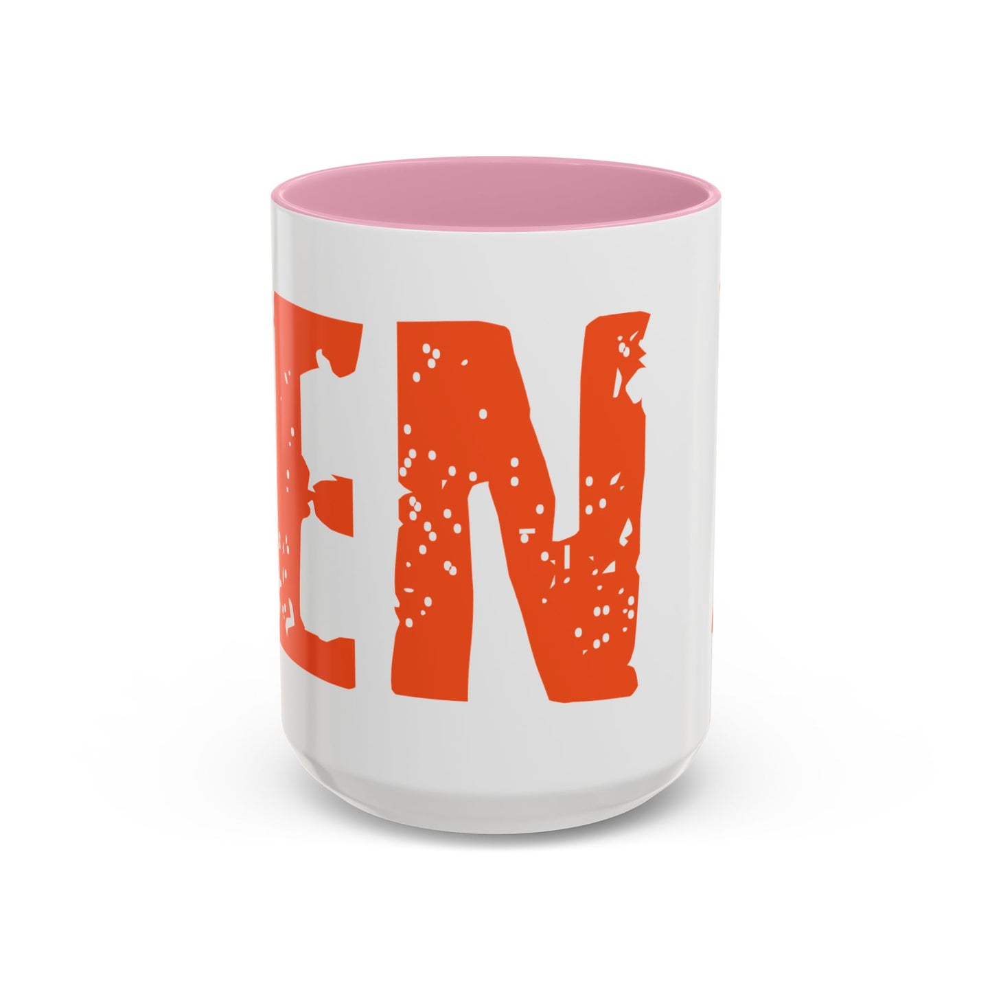 Mug — Bold Distressed Orange Text Coffee Cup (11oz/15oz)