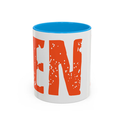 Mug — Bold Distressed Orange Text Coffee Cup (11oz/15oz)