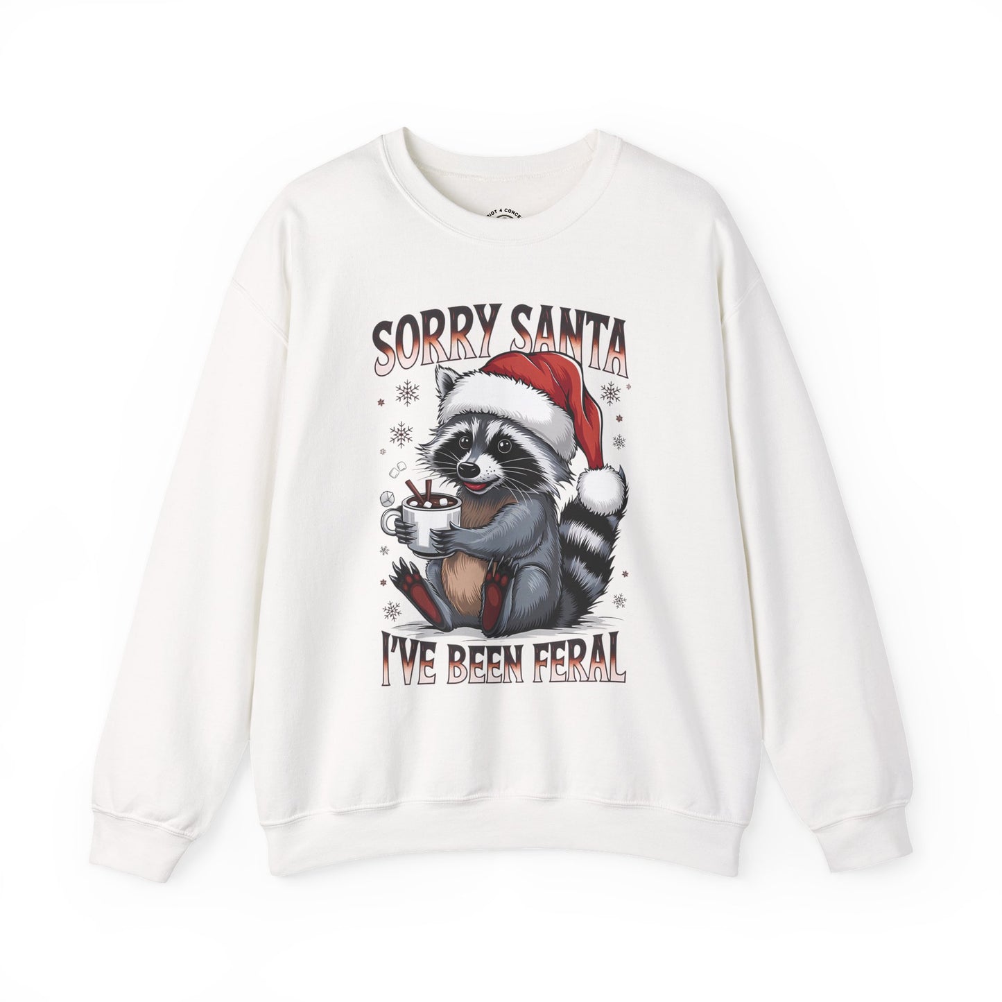 Raccoon Christmas Sweatshirt - "Sorry Santa I've Been Feral" Holiday Crewneck