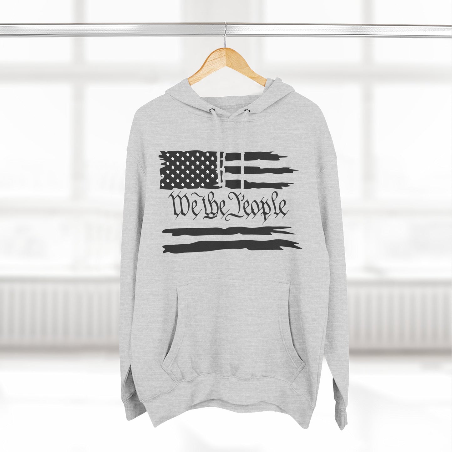 Patriotic "We the People" Hoodie - Distressed American Flag Pullover
