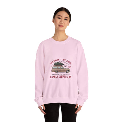 Family Christmas Sweatshirt — Croswold’s Tree Farm Vintage Station Wagon Design