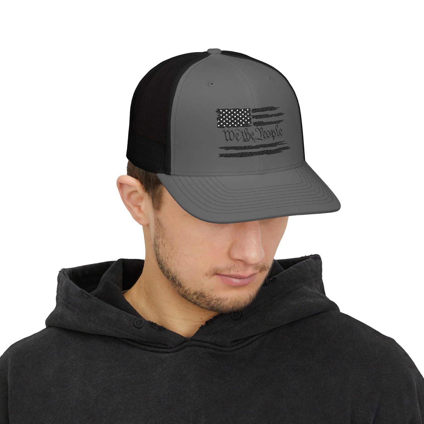 Embroidered "We the People" Flag Snapback Trucker Cap