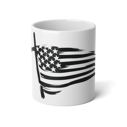 20oz American Flag Brushstroke Jumbo Mug — Patriotic Coffee Cup