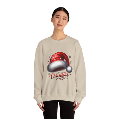 Christmas Sweatshirt - Red Santa Hat "Merry Christmas" Holiday Crewneck