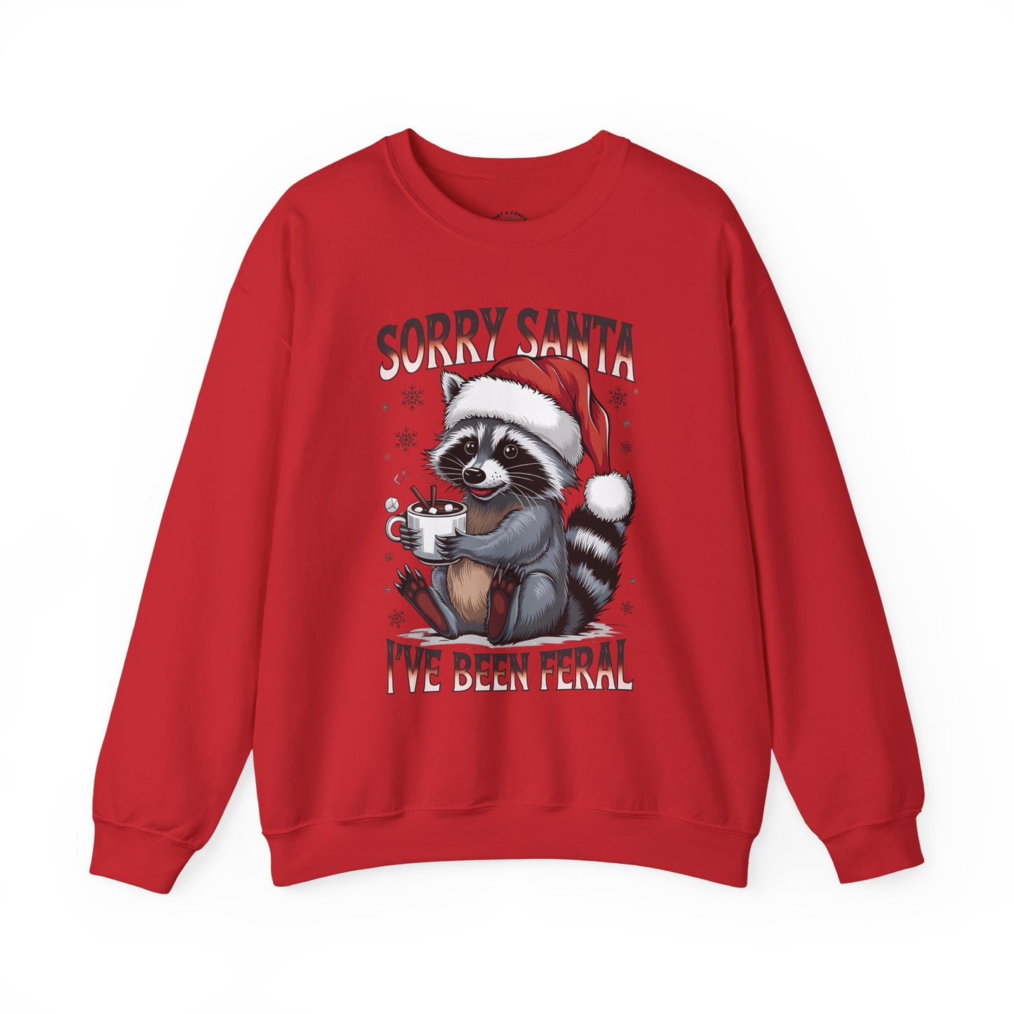 Raccoon Christmas Sweatshirt - "Sorry Santa I've Been Feral" Holiday Crewneck