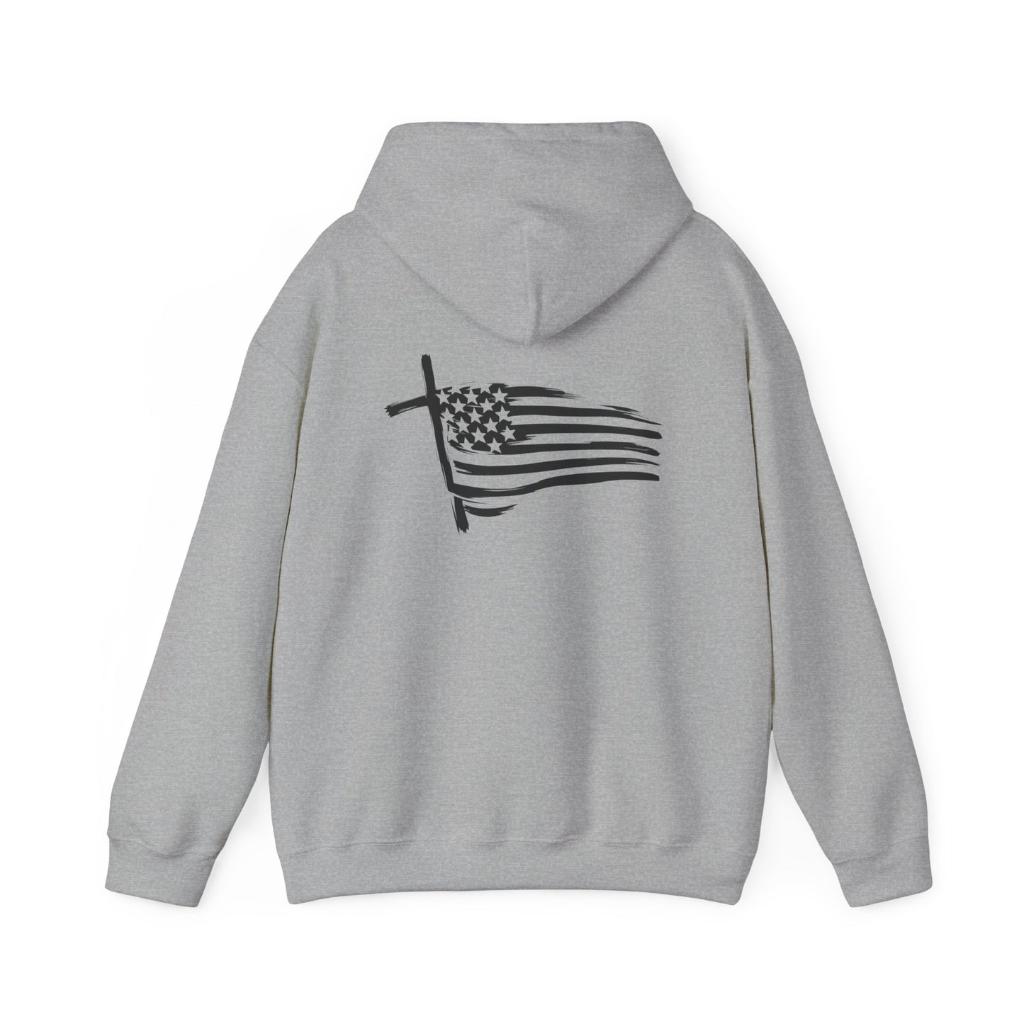Patriotic Raccoon Hoodie — Black Flag Cross Design
