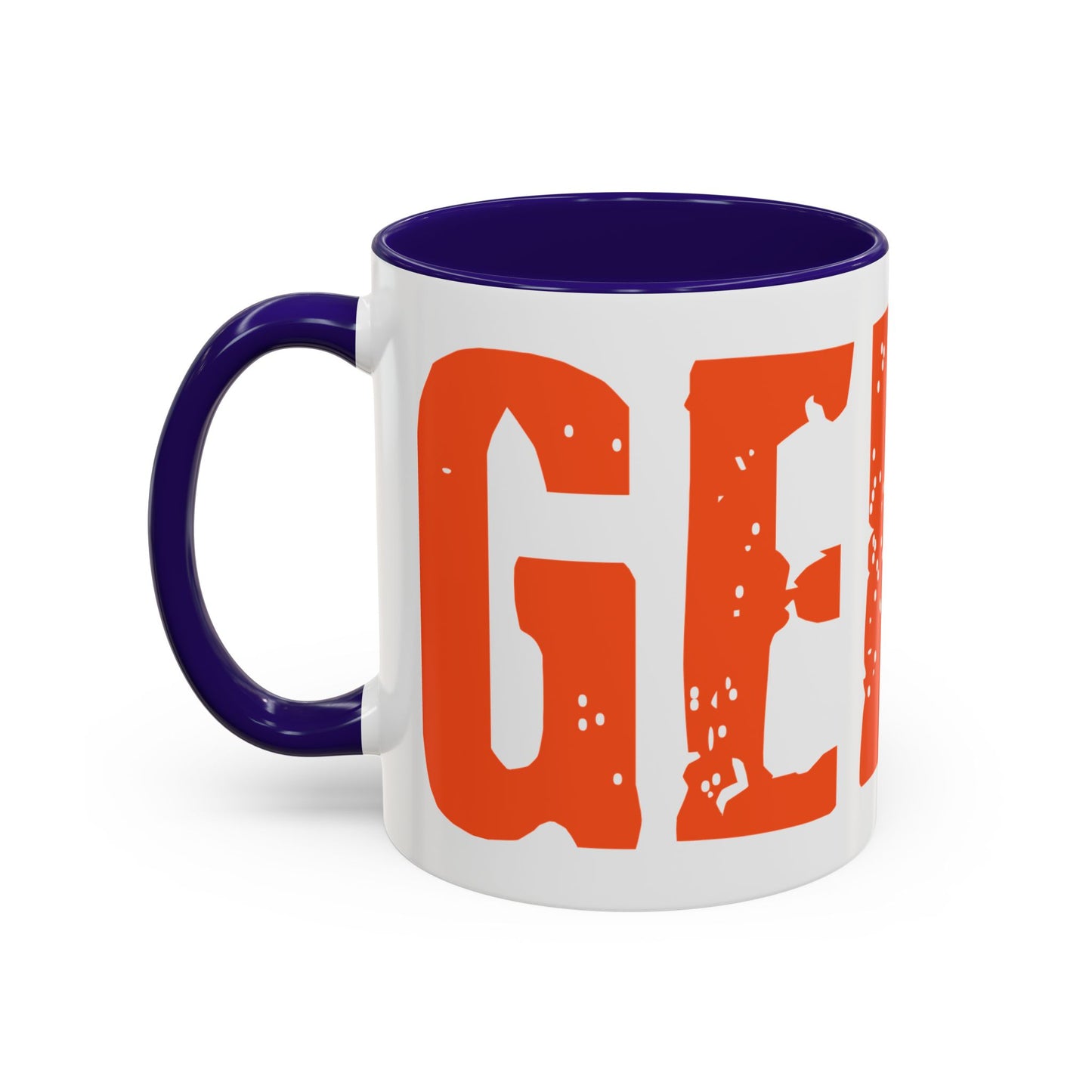 Mug — Bold Distressed Orange Text Coffee Cup (11oz/15oz)