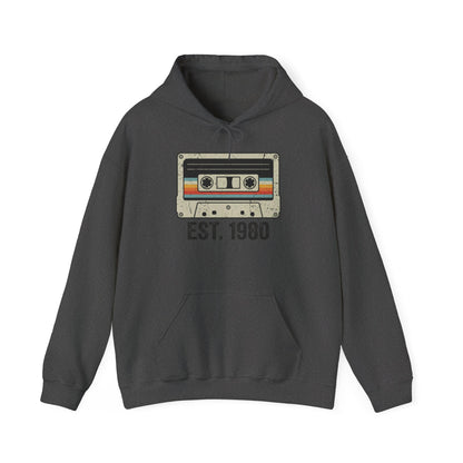 1980 Retro Cassette Hoodie — Est. 1980 Vintage Music Sweatshirt
