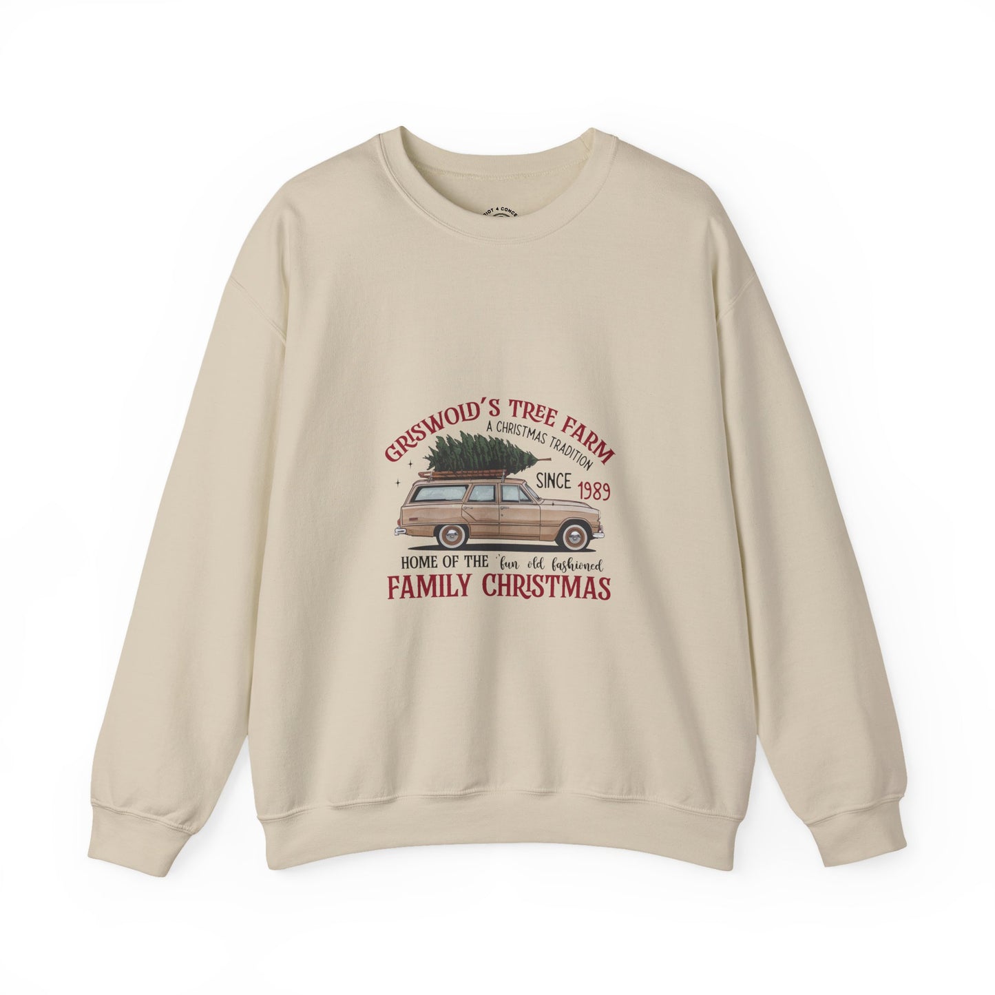 Family Christmas Sweatshirt — Croswold’s Tree Farm Vintage Station Wagon Design