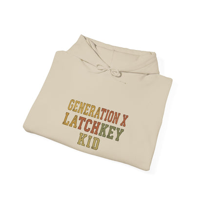Gen X Latchkey Kid Hoodie — Retro Stencil Graphic Sweatshirt