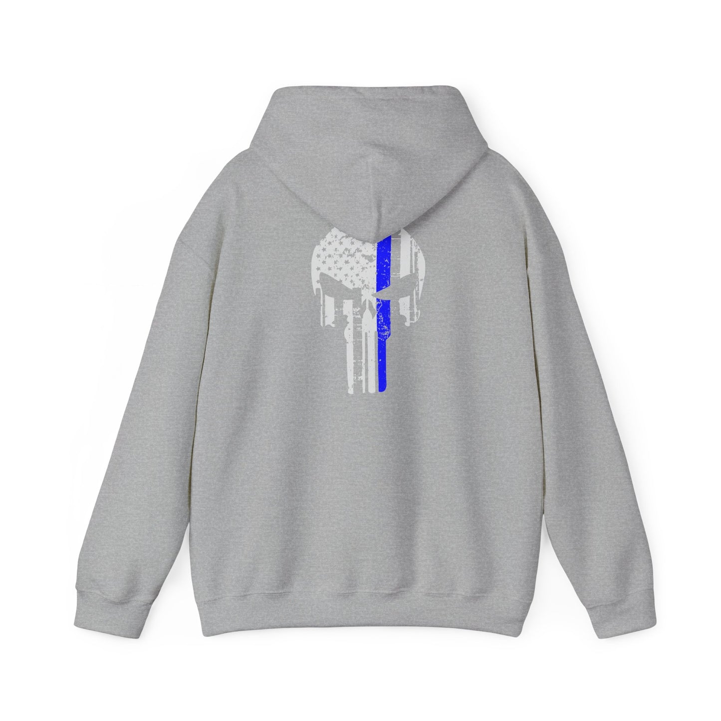 Punisher Skull Hoodie with Thin Blue Line Police Tribute