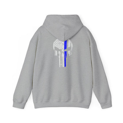 Punisher Skull Hoodie with Thin Blue Line Police Tribute