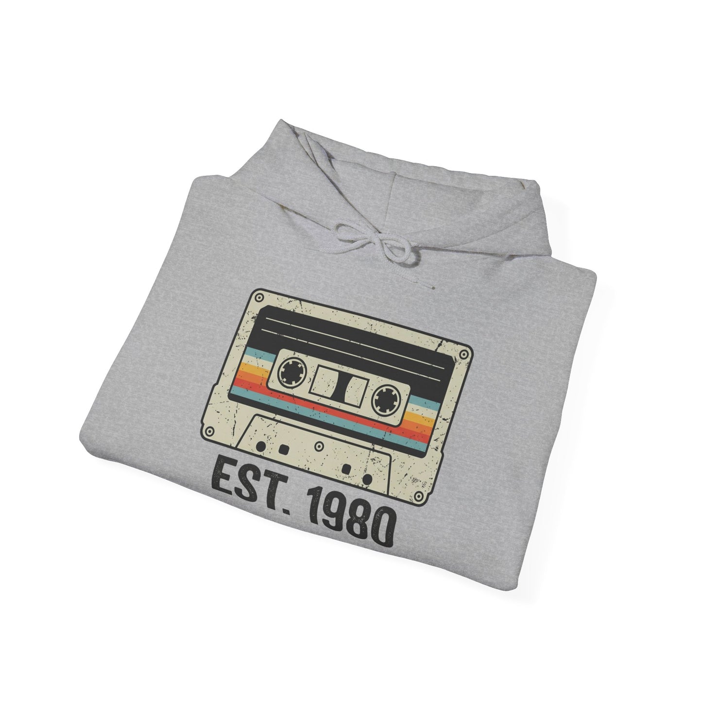 1980 Retro Cassette Hoodie — Est. 1980 Vintage Music Sweatshirt