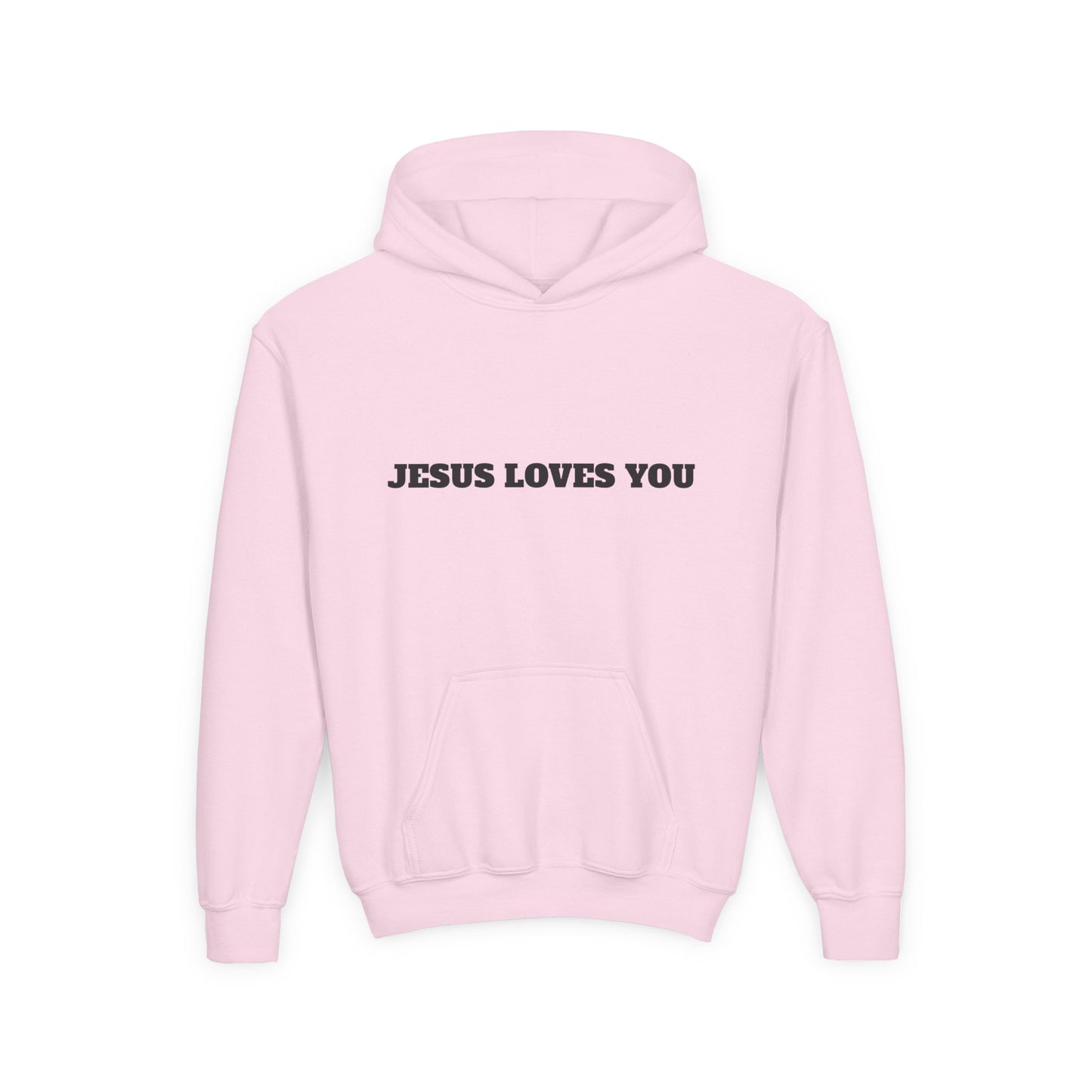 Youth Hoodie — "Jesus Loves You" Christian Scripture Sweatshirt (John 13:34)
