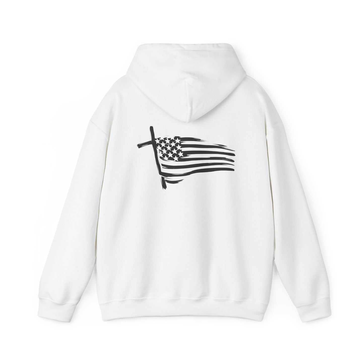 Patriotic Raccoon Hoodie — Black Flag Cross Design