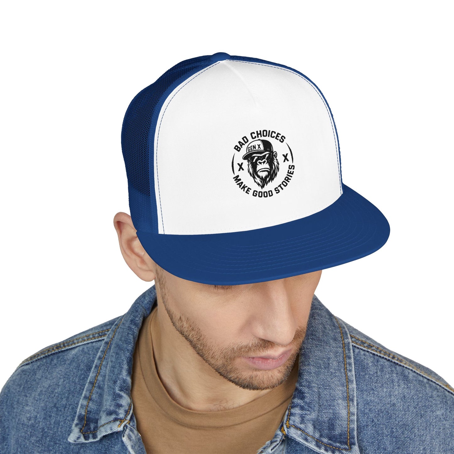 Embroidered 5 Panel Trucker Cap - Stylish Casual Hat for Outdoor Adventures, Perfect Gift for Dad, Summer Vibes, Fashionable Headwear