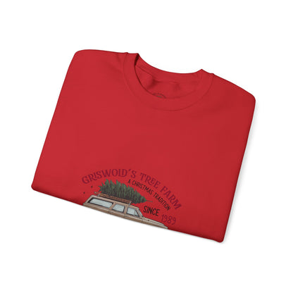 Family Christmas Sweatshirt — Croswold’s Tree Farm Vintage Station Wagon Design