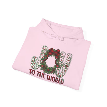 Joy to the World Hoodie — Festive Christmas Wreath Sweatshirt