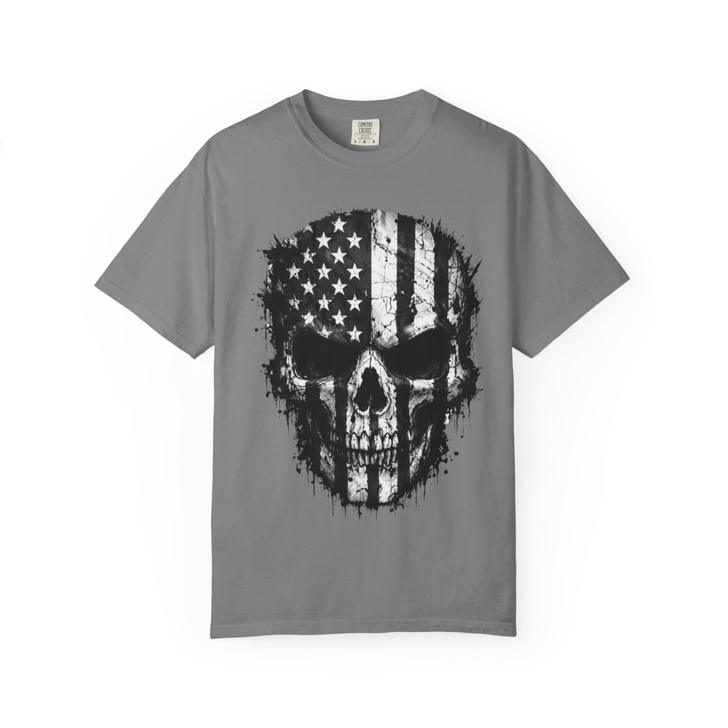 American Flag Skull T-Shirt — Distressed Patriotic Skull Tee