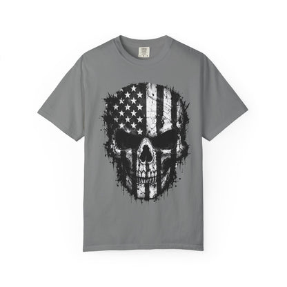 American Flag Skull T-Shirt — Distressed Patriotic Skull Tee