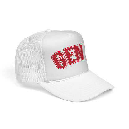Gen X Trucker Cap — Retro Red Embroidered Mesh Hat for 40s–60s