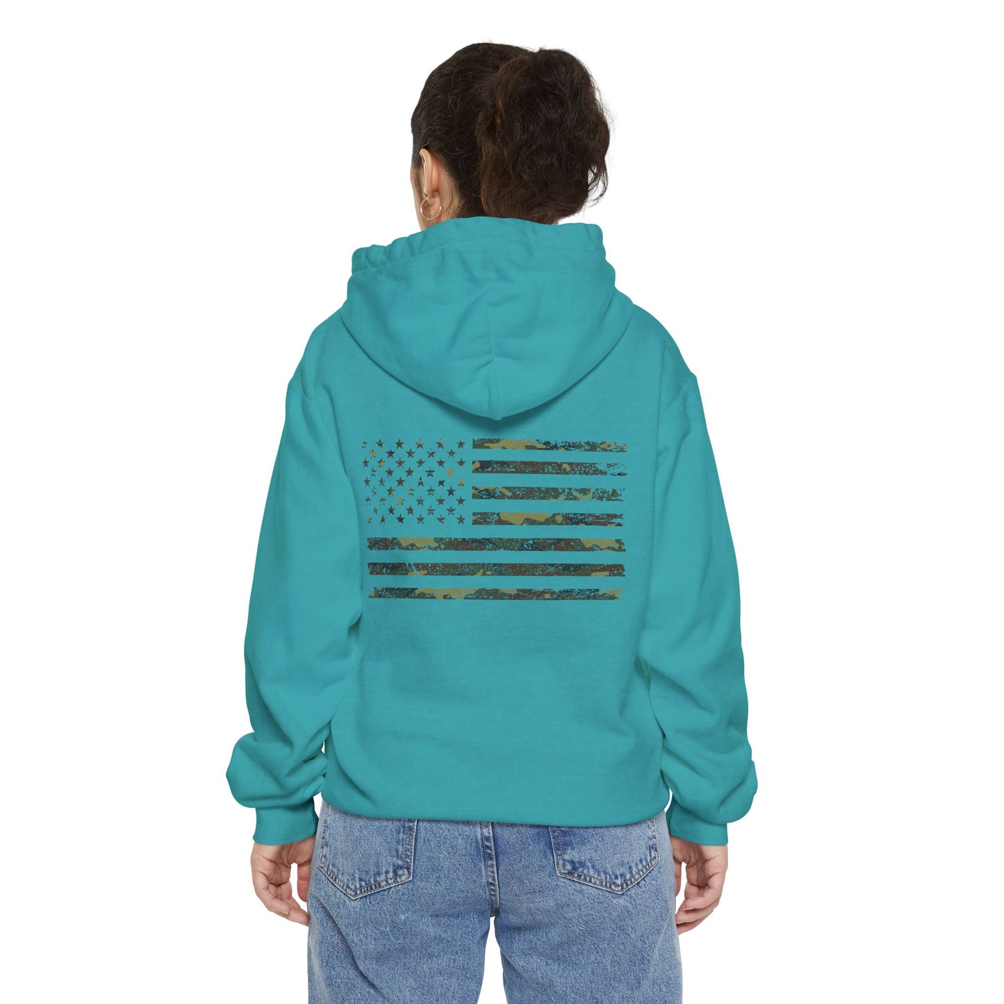 Flag Graphic Hoodie — Distressed American Flag Design